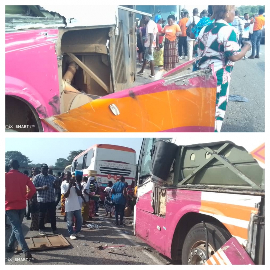 Côte d’Ivoire/Autoroute du nord : un poids lourd de 15 tonnes endommage trois cars de transport, et prend la fuite