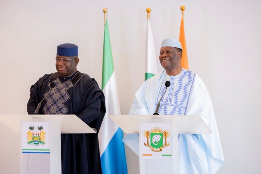 Côte d’Ivoire : Julius Maada Bio, nouveau président de la CEDEAO, reçu par Alassane Ouattara