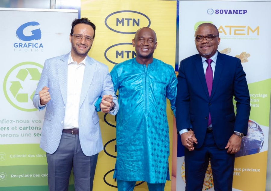 MTN Côte d’Ivoire signe une convention de partenariat avec Grafica Ivoire et SATEM pour la promotion du recyclage des déchets électriques et électroniques