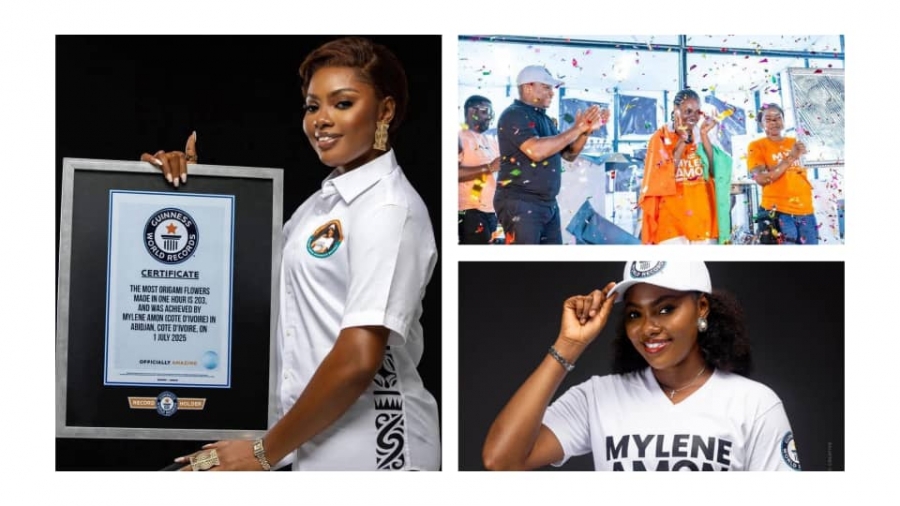 Côte d&#039;Ivoire : Mylène Amon inscrit son nom dans le Livre Guinness des records avec 203 fleurs origami japonaises en une heure