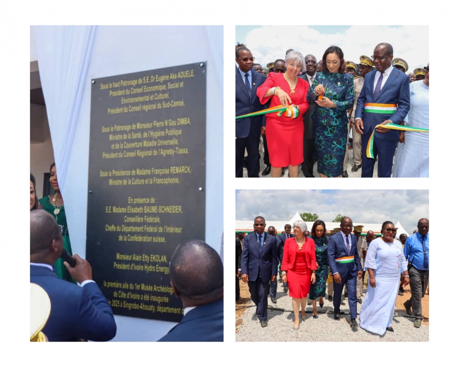 La Côte d’Ivoire inaugure son premier musée archéologique à Singrobo-Ahouaty et scelle un accord culturel avec la Suisse
