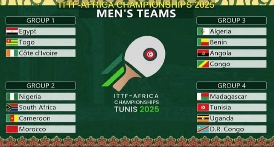 Côte d'Ivoire- Championnat d’Afrique Tunis 2025 : les Ivoiriens participent à la phase par équipe du tennis de table