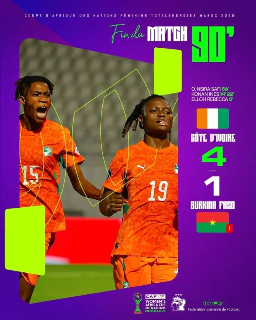 CAN Féminine 2026 : la Côte d’Ivoire réussit son entrée face au Burkina Faso et prend les commandes du groupe B