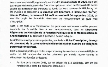 Remboursement de frais d'inscription aux concours reprogrammés.